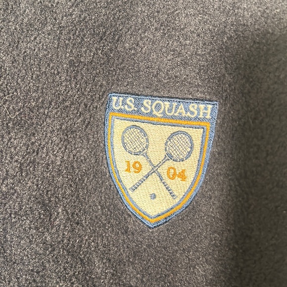 MEN HARRITON FLEECE TOP US SQUASH TOP IN NAVY BLUE 1/4 ZIPPER TWO POCKETS S - Picture 3 of 9